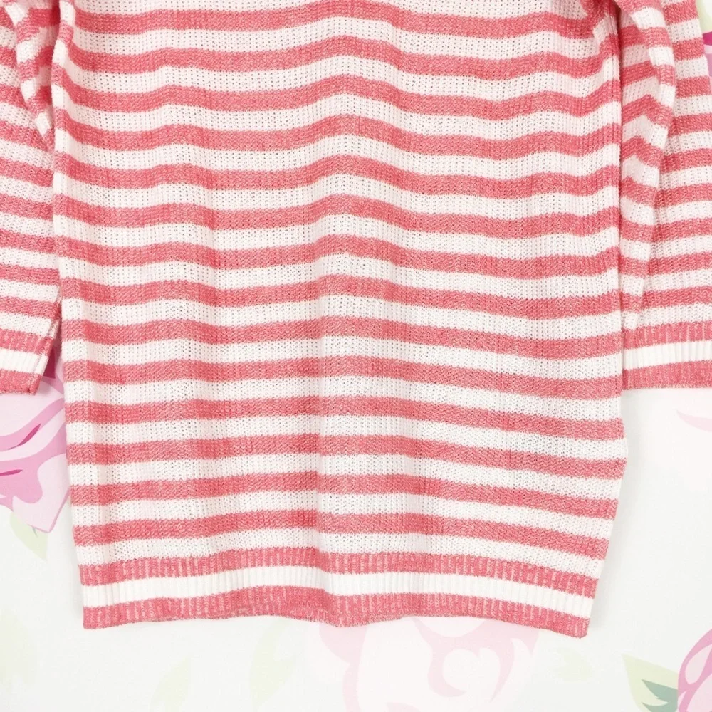 J. Crew Heather Stripe Linen Blend Textured Knit Cre Neck Sweater XXS